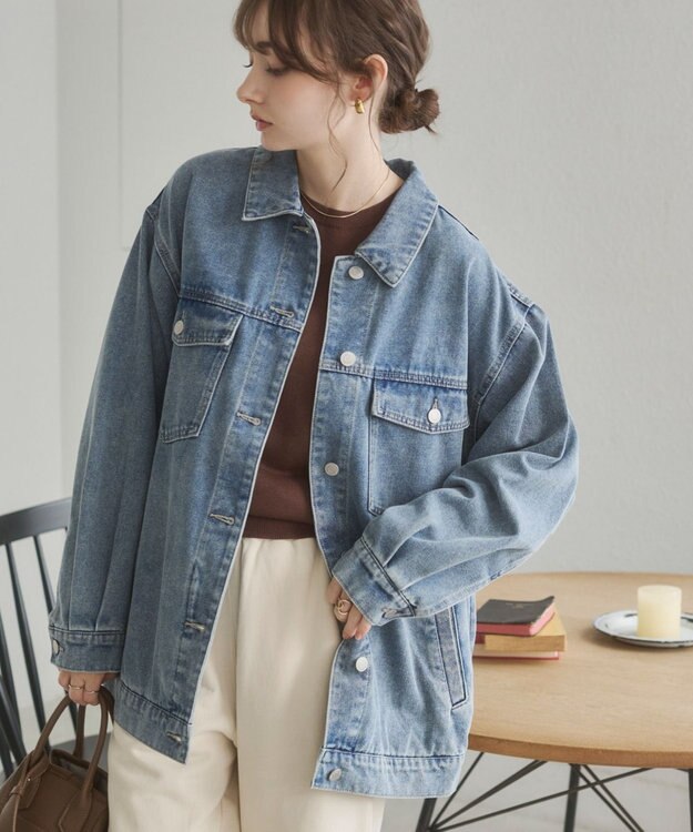 WEGO 【ANGIE VINTAGE】オーバーサイズデニムジャケット ブルー