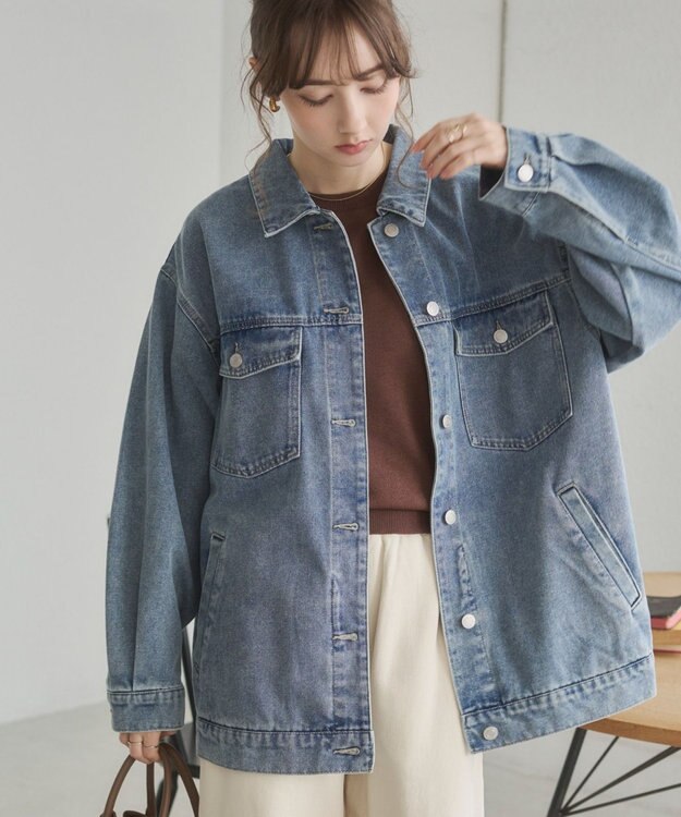 WEGO 【ANGIE VINTAGE】オーバーサイズデニムジャケット ブルー