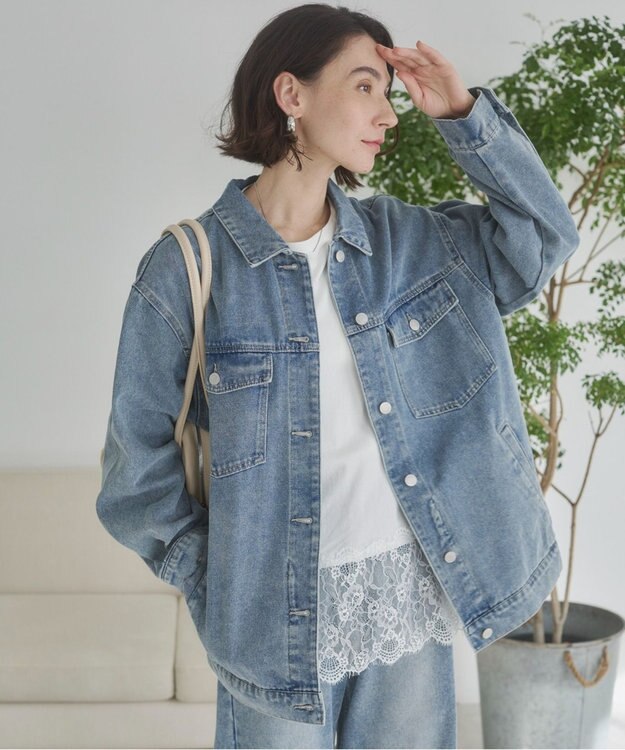 WEGO 【ANGIE VINTAGE】オーバーサイズデニムジャケット ブルー