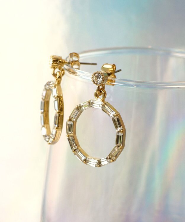 Tiaclasse   カッティングガラスサークルピアス ゴールド