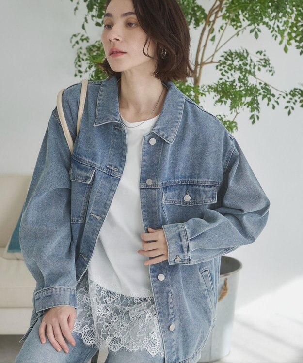 WEGO 【ANGIE VINTAGE】オーバーサイズデニムジャケット ブルー