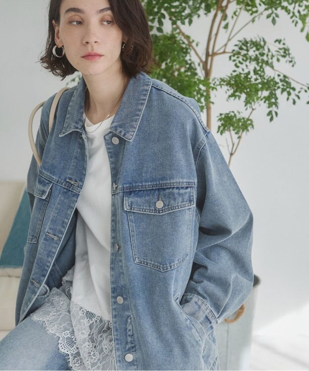 WEGO 【ANGIE VINTAGE】オーバーサイズデニムジャケット ブルー