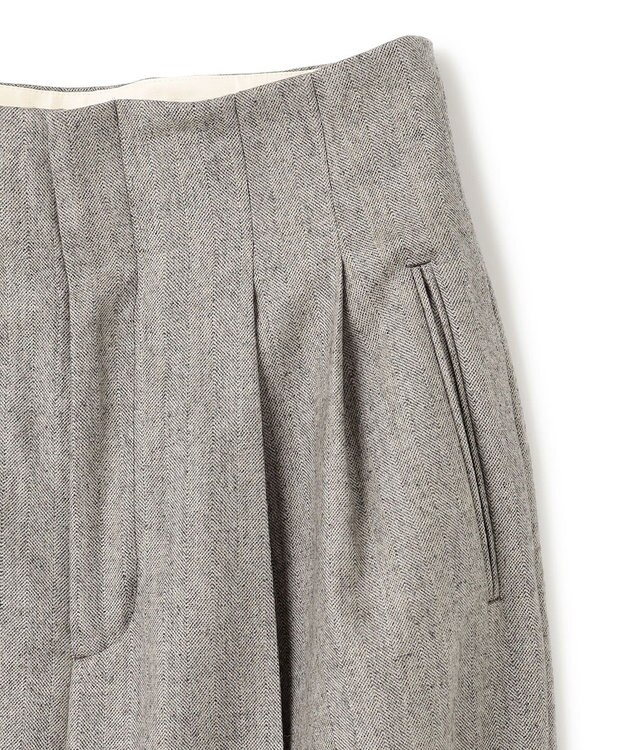 BEIGE， NATION / ウールヘリンボーンタックワイドパンツ C.Gray