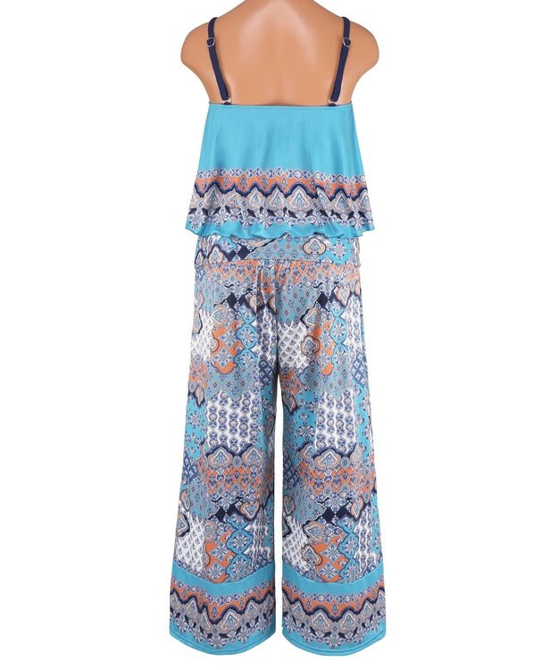 San-ai Resort（三愛水着楽園） ロングパンツセット水着　9M・11L　【Coral veil（コーラルヴェール）】 ブルー