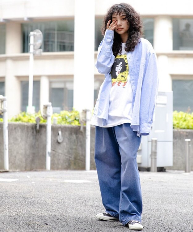 WEGO スケーターズ　タックワイドデニムパンツ パープルその他