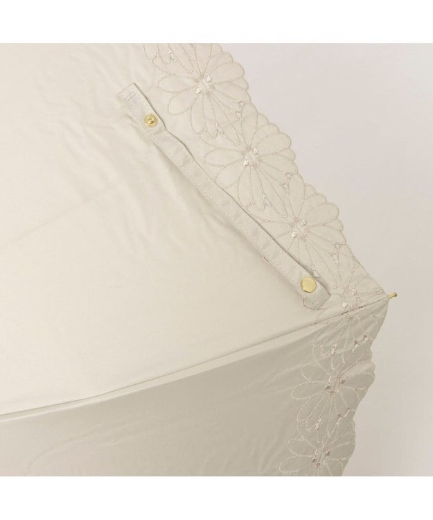 UNBILLION カシュネ cachenez / PUフラワーボーラー刺繍トップレス2段折りたたみ傘 ベージュ