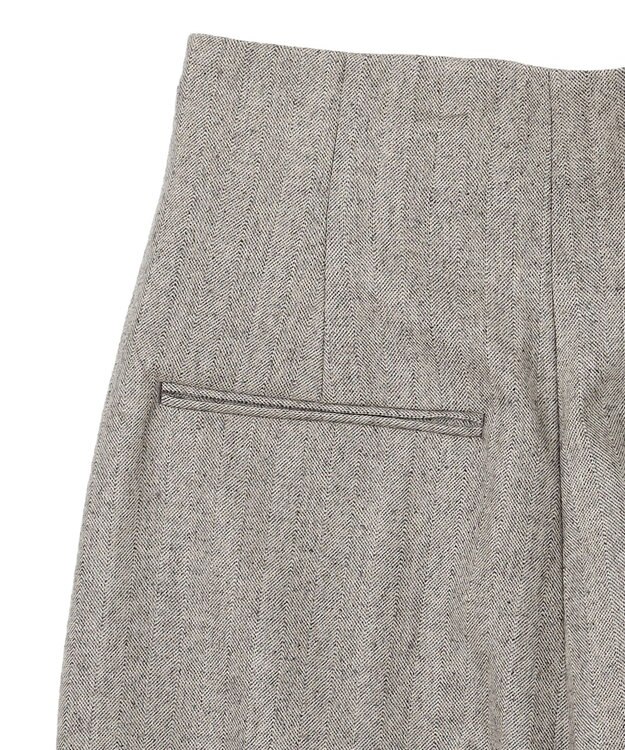 BEIGE， NATION / ウールヘリンボーンタックワイドパンツ C.Gray