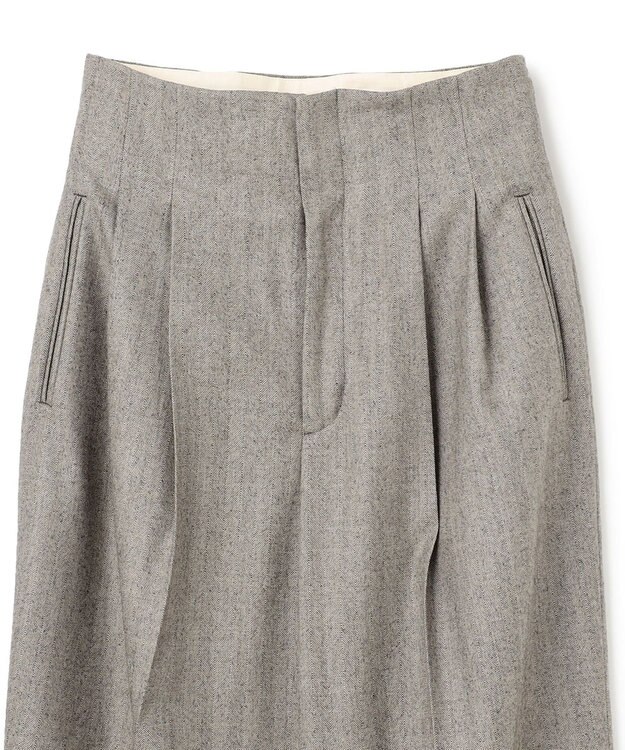 BEIGE， NATION / ウールヘリンボーンタックワイドパンツ C.Gray