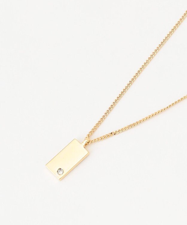 ICB 【SILVER925】メレダイヤモンド プレートネックレス ゴールド系