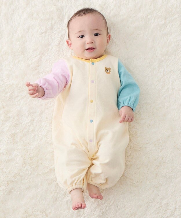 MIKI HOUSE HOT BISCUITS 【50-60cm】接結カノコ素材 ワンポイント刺繍 ツーウェイオール マルチカラー