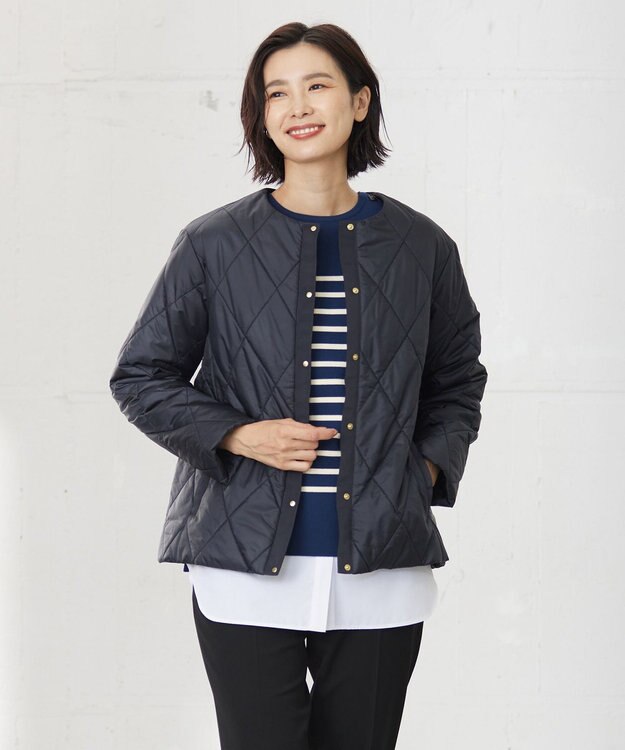 J.PRESS LADIES 【洗える】高密度タフタ キルティング ショート コート ネイビー系