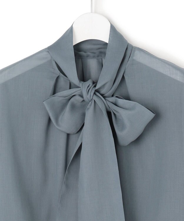 23区 S 【見上愛さん着用/洗える】シアービエラ ボウタイ ブラウス ダルブルー系