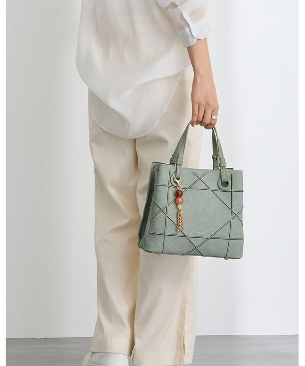 MioFIRANO カジュアルシッククロスラインハンドバッグ 2WAY チャーム付き　FIRANO フィラノ GREEN