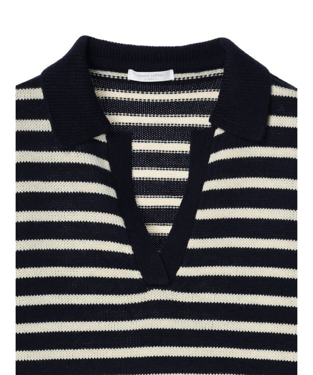 Green Parks キーネックボーダープルオーバー Navy