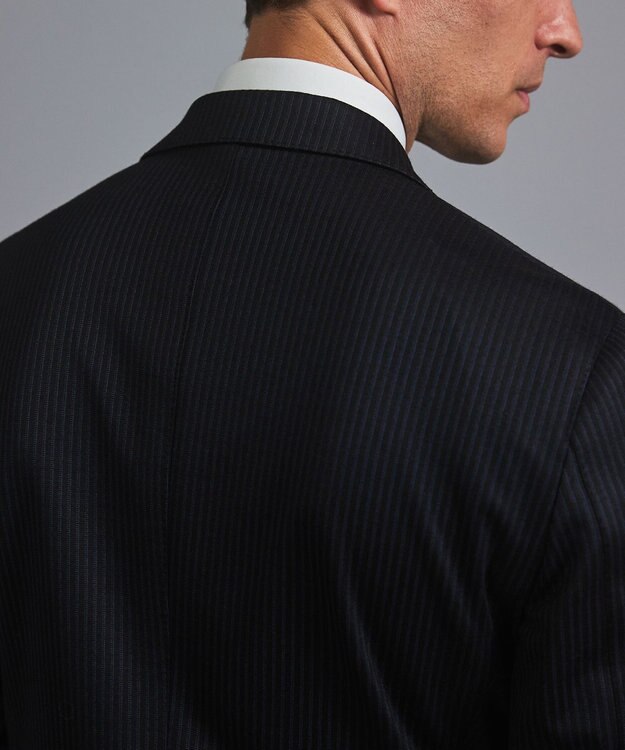 GOTAIRIKU 新柄/セットアップ対応【洗える/ストレッチ/シワになりにくい】ウォッシャブルジャージー セットアップジャケット_柄（25年モデル） ネイビー×ストライプ