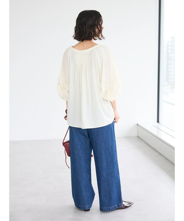 CRAFT STANDARD BOUTIQUE ピンタックホイップスリーブブラウス Ivory