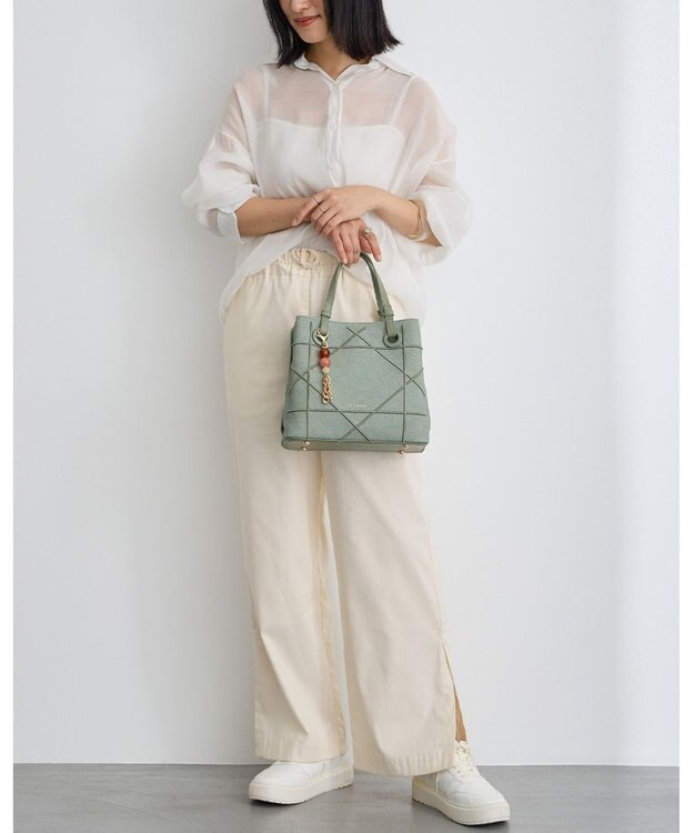 MioFIRANO カジュアルシッククロスラインハンドバッグ 2WAY チャーム付き　FIRANO フィラノ GREEN