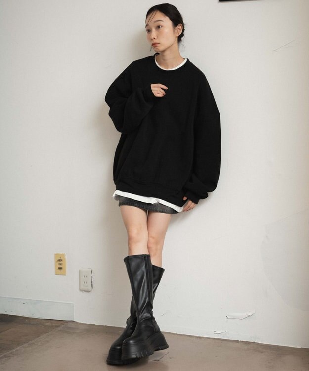 WEGO 【ユニセックス着用/MLXLサイズ展開/新色追加/裏起毛】スウェットプルオーバー ブラック