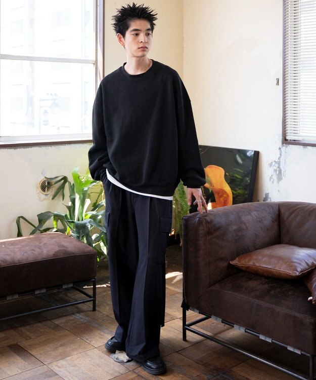 WEGO 【ユニセックス着用/MLXLサイズ展開/新色追加/裏起毛】スウェットプルオーバー ブラック