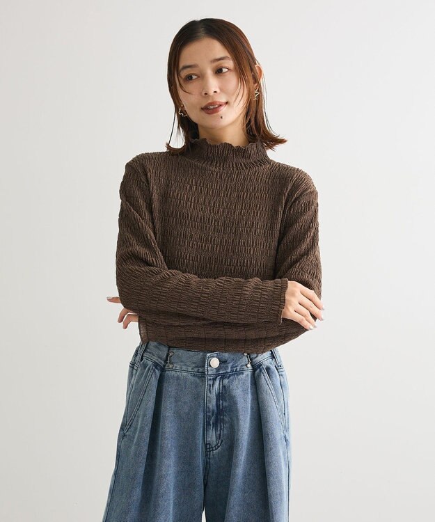 Green Parks ・Ｐｅｔｉｔ　Ｆｌｅｕｒ　ジャガードハイネックロンＴ Brown