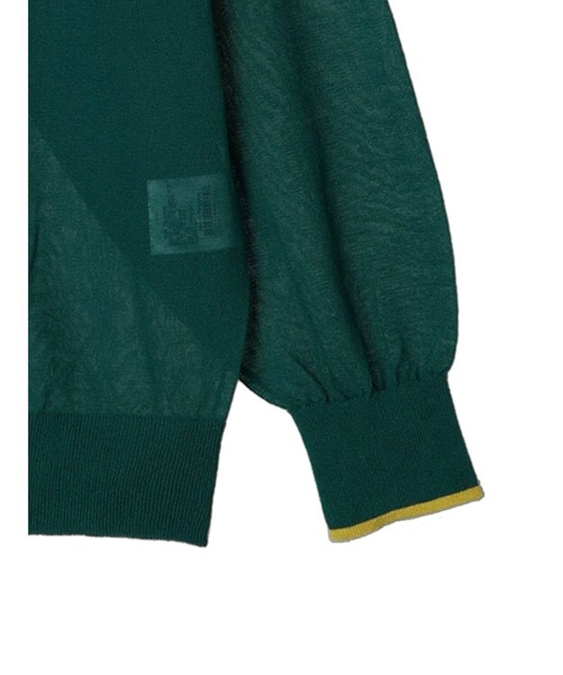 AMERICAN HOLIC バイカラーシアーニットカーディガン Green