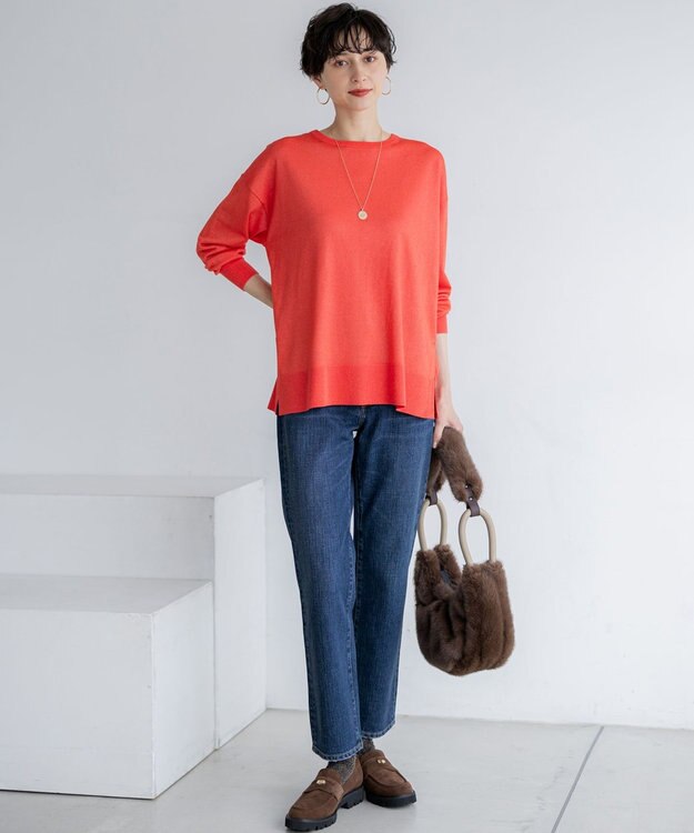 23区 L 【洗える】オータムシャイニー リラクシー ニット オレンジ系