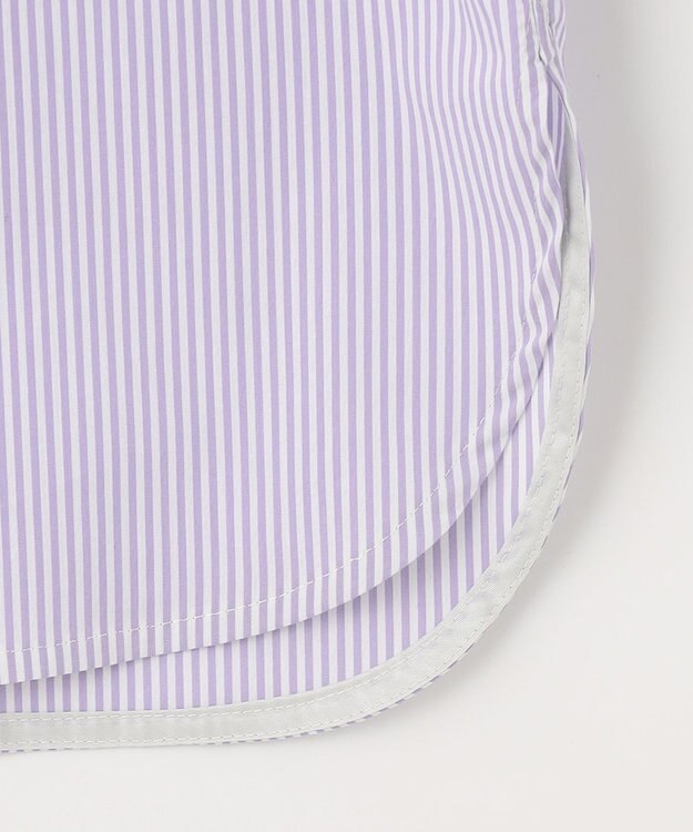 J.PRESS LADIES S 【洗える】 FAST コットンナイロン ストライプ バンドカラー ブラウス ふじ色系1