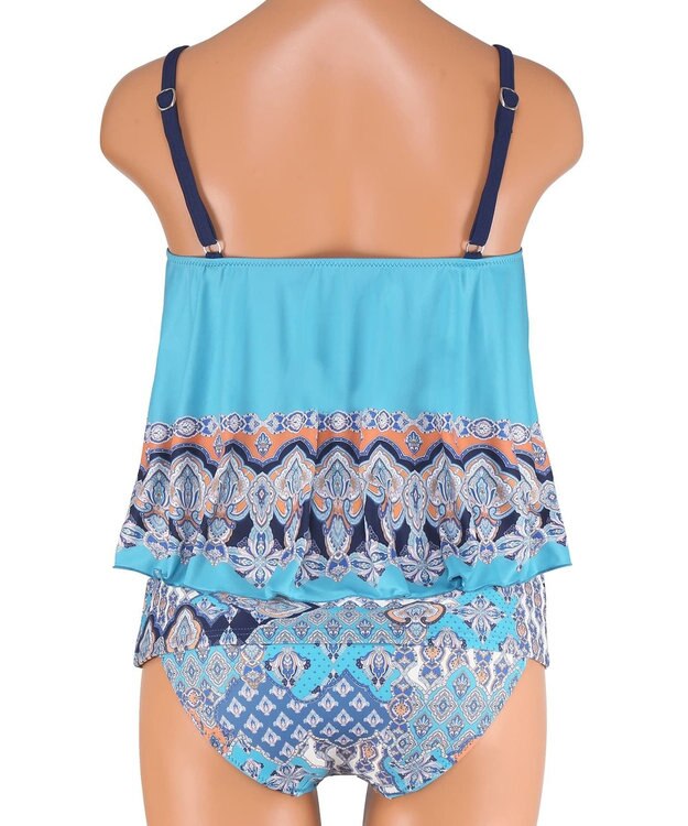 San-ai Resort（三愛水着楽園） ロングパンツセット水着　9M・11L　【Coral veil（コーラルヴェール）】 ブルー