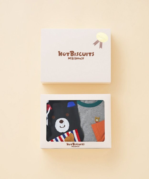 MIKI HOUSE HOT BISCUITS 長袖Tシャツ＆スパッツギフトセット【BOX付き】 グレー