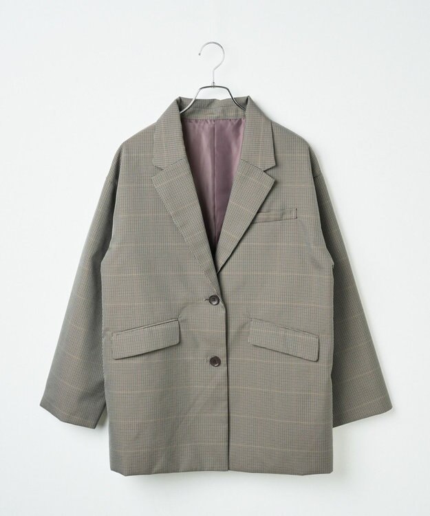 WEGO ボクシーテーラードジャケット ベージュチェック1