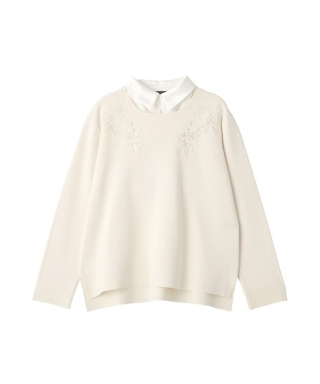 YECCA VECCA 2way襟付きレースニット Ivory