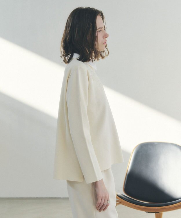 YECCA VECCA 2way襟付きレースニット Ivory