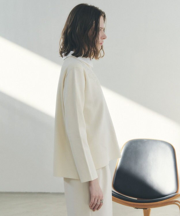 YECCA VECCA 2way襟付きレースニット Ivory
