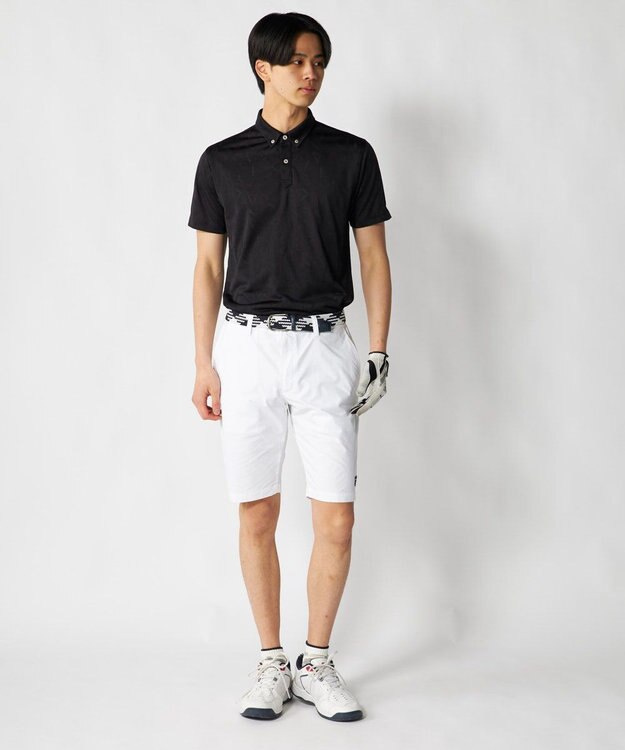 FILA GOLF／marie claire 【FILA GOLF】メッシュ加工ロゴ半袖ポロシャツ ブラック