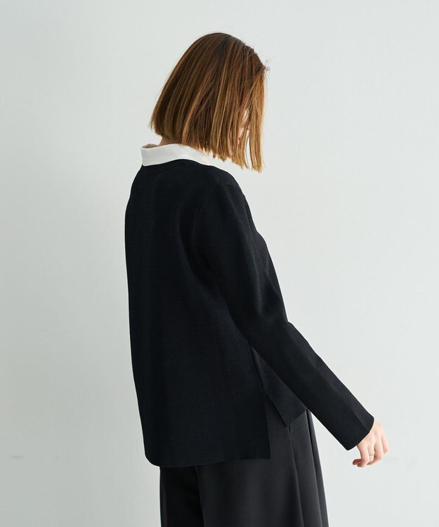 YECCA VECCA 2way襟付きレースニット Black