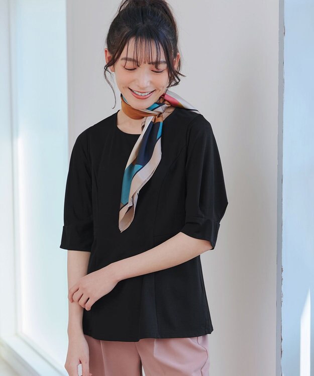Tiaclasse L 【洗える】マトンスリーブカットソートップス ブラック