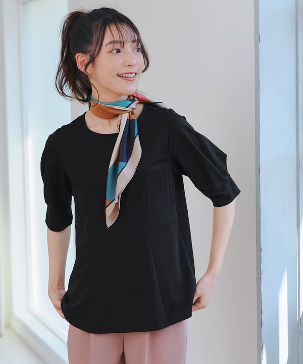 Tiaclasse L 【洗える】マトンスリーブカットソートップス ブラック