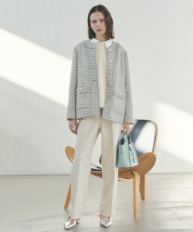 YECCA VECCA 2way襟付きレースニット Ivory