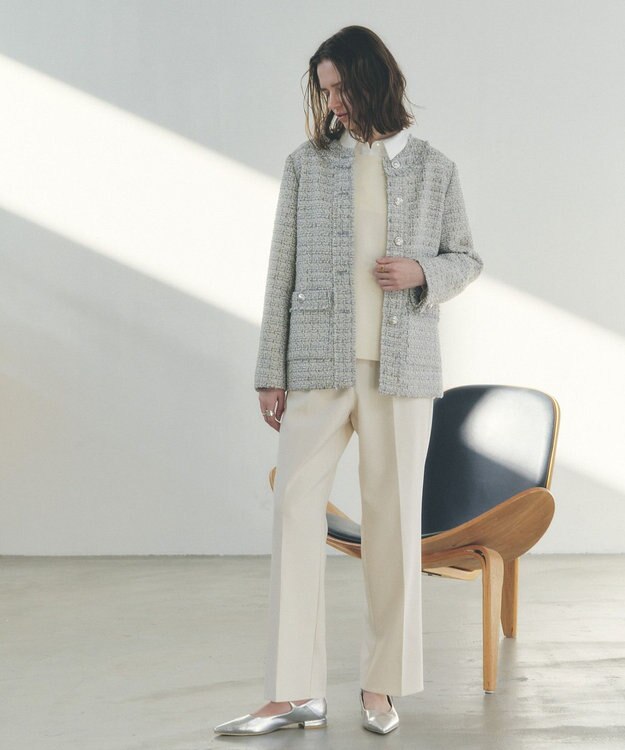 YECCA VECCA 2way襟付きレースニット Ivory