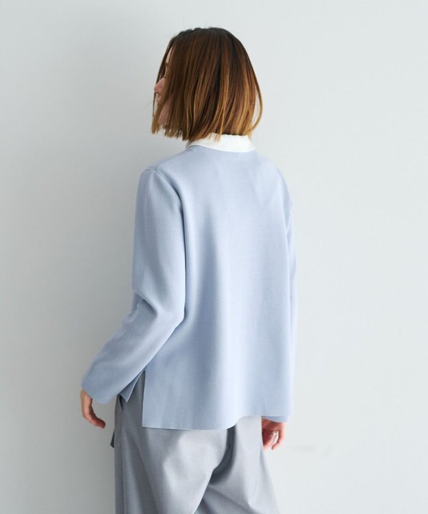 YECCA VECCA 2way襟付きレースニット Grayish Blue