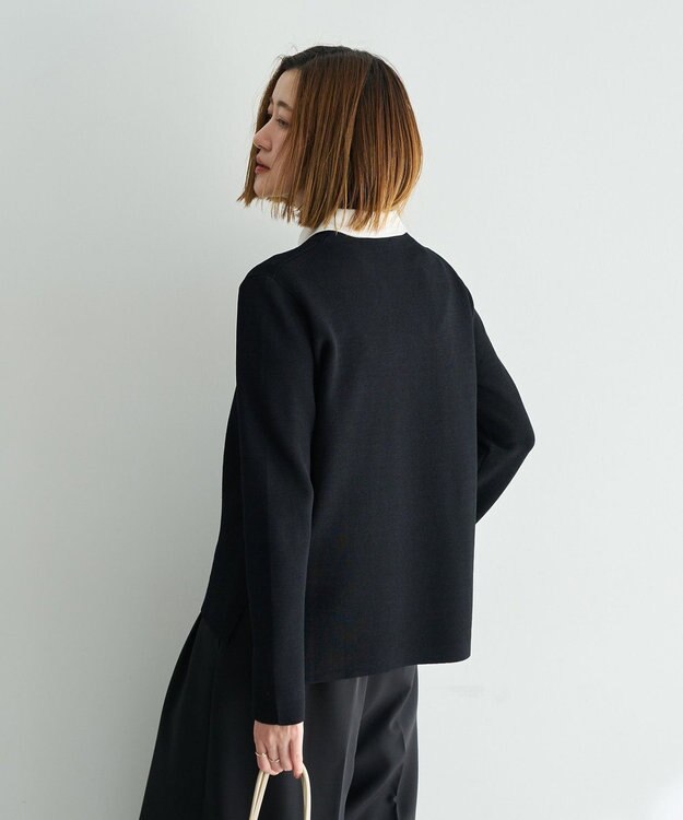 YECCA VECCA 2way襟付きレースニット Black