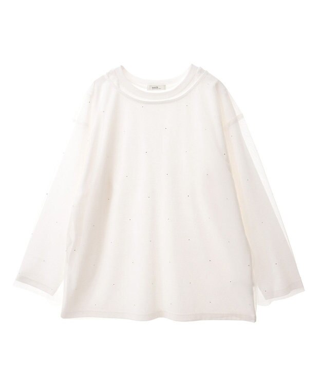 earth music&ecology ラインストーンチュールドッキングプルオーバー Ivory