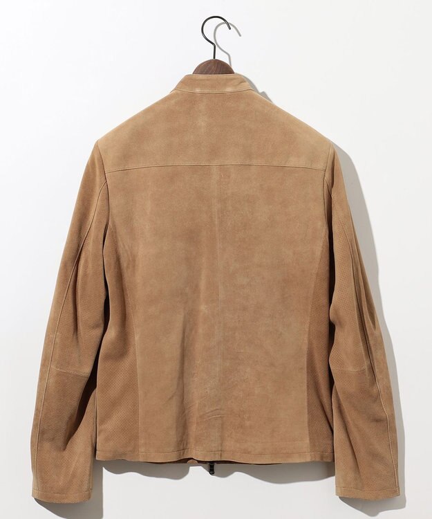 JOSEPH ABBOUD 【スプリングレザー/スウェード】ゴートスウェード シングルライダース ジャケット キャメル系