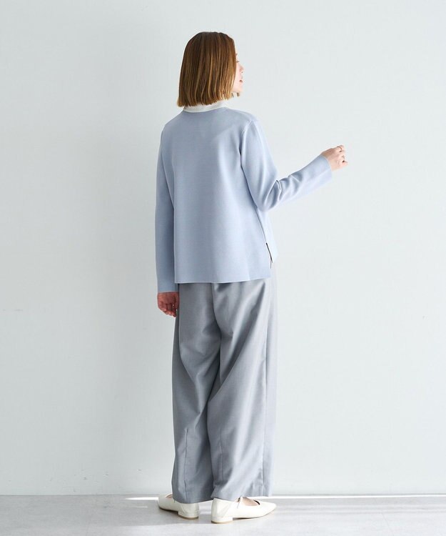 YECCA VECCA 2way襟付きレースニット Grayish Blue