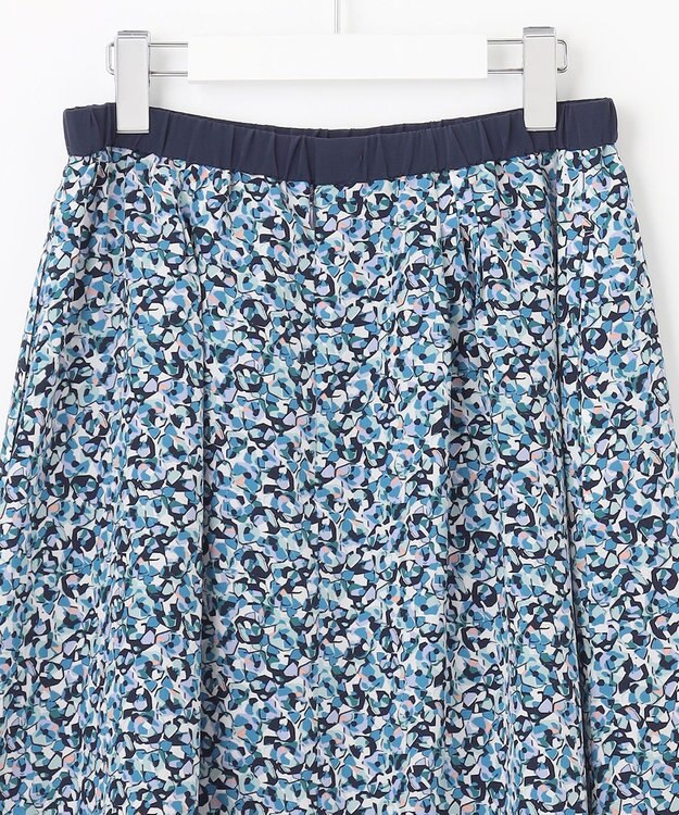 自由区 L 【洗える】フラワーペタルプリント スカート メンソール系