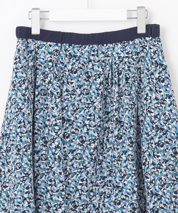 自由区 L 【洗える】フラワーペタルプリント スカート メンソール系