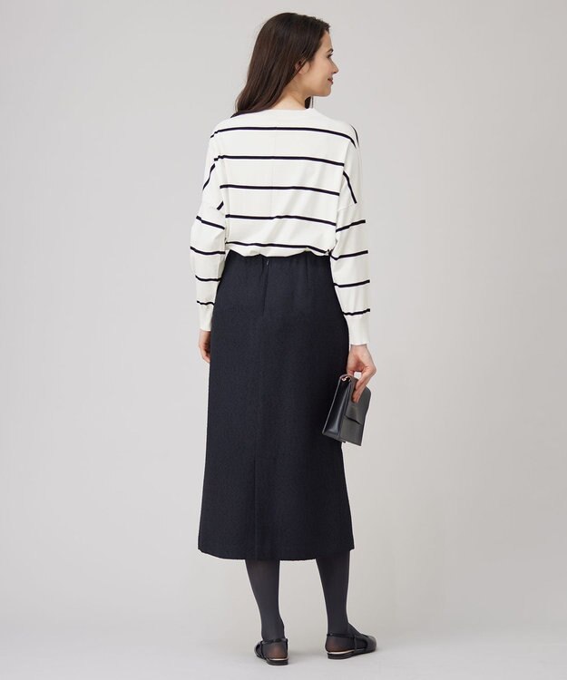 自由区 S ブライトリングツイードストレート スカート ネイビー