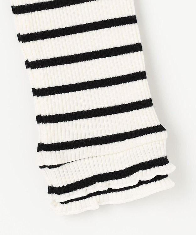 ANY KIDS テレコハイネック長袖Tシャツ ホワイト×ブラック