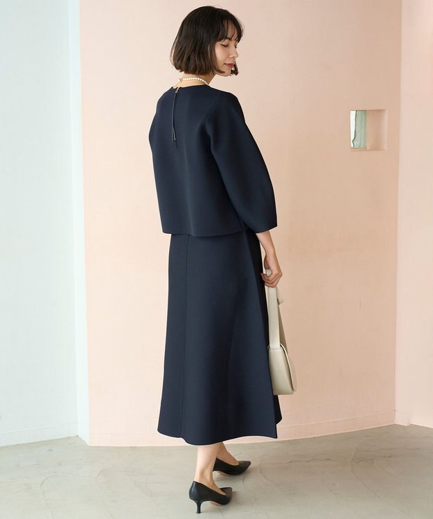 UNFILO BEAUTY FORM KNIT フレアスカート セットアップ ネイビー