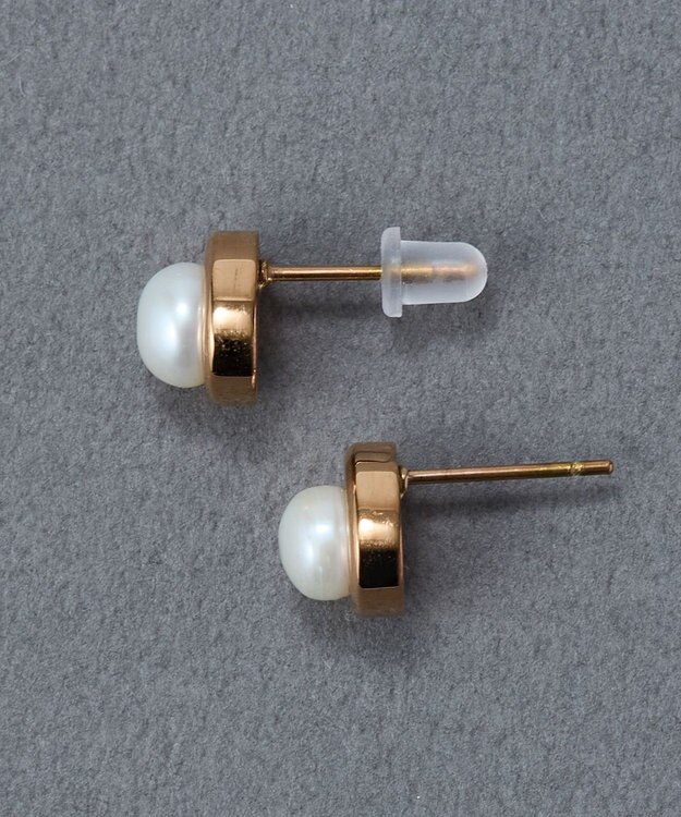 Phoebe 〈金属アレルギー対応〉ニュアンスメタルドロップパールピアス/シャンパンゴールド　淡水パール/天然パール シャンパンゴールド